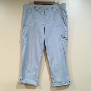 Gloria Vanderbilt Cargo Crop Pants Womens 16 Gray Stretch Casual Coastal Utility